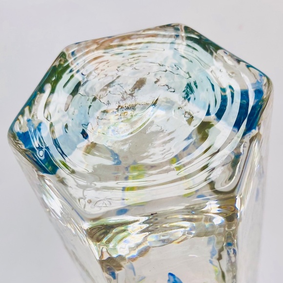 SEA Glasbruk Old Sweden Rune Strand 8" Hexagonal Glass Vase Painted Kurbits *VTG - Picture 7 of 9